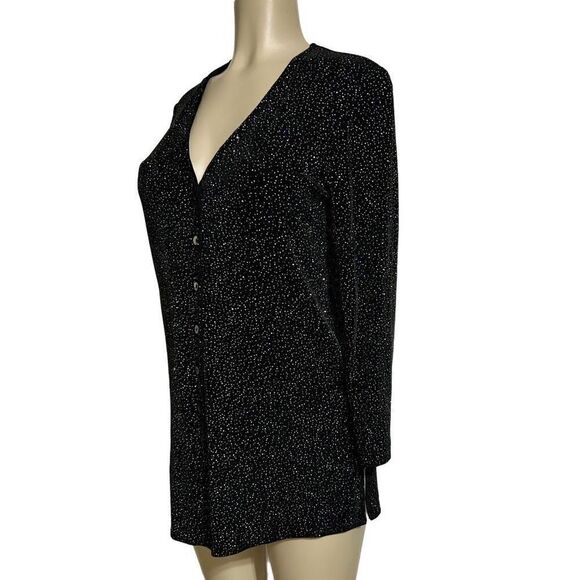 Rabbit Designs Tunic Blouse Women's Size 4P Black Sparkle Glitters Top - Picture 6 of 11
